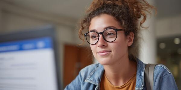 student enrolling on computer